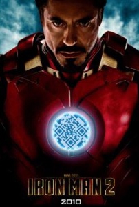 Code QR sur l'affiche cinéma d'Iron Man 2